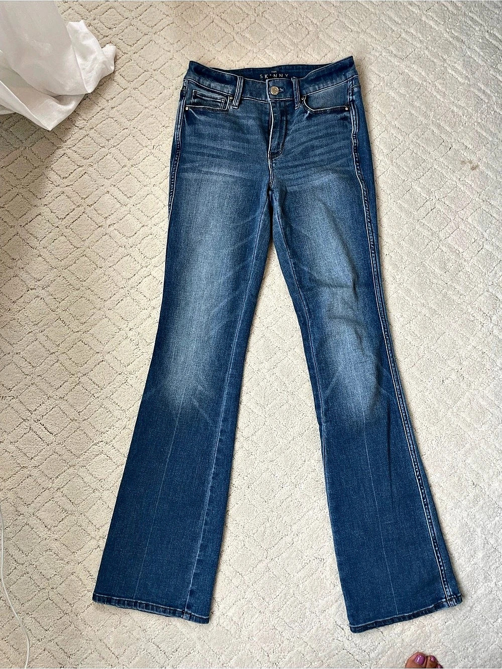 WHBM The Skinny Flare Jeans in Blue Size 0